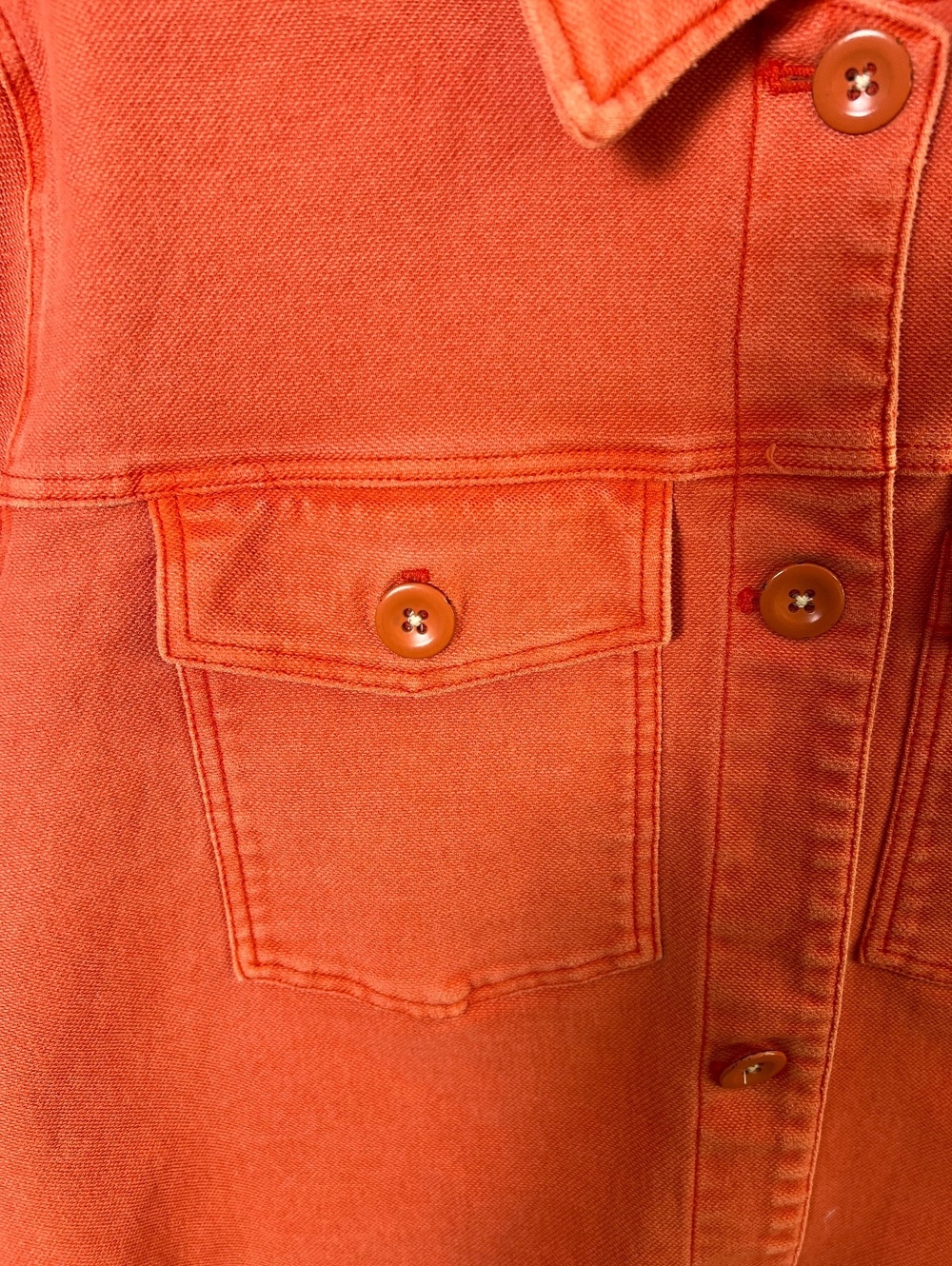 Anthropologie Orange Cropped Denim Jacket Medium - Picture 4 of 14